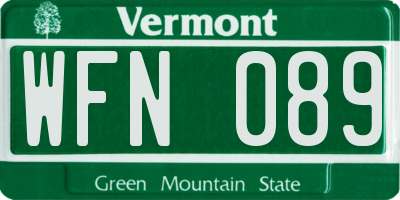 VT license plate WFN089