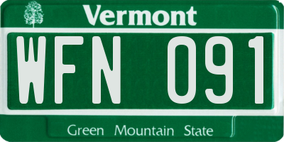 VT license plate WFN091