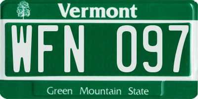 VT license plate WFN097