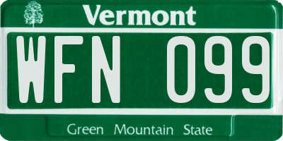VT license plate WFN099