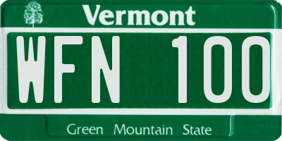 VT license plate WFN100