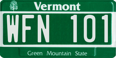 VT license plate WFN101