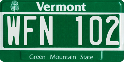 VT license plate WFN102