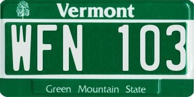 VT license plate WFN103
