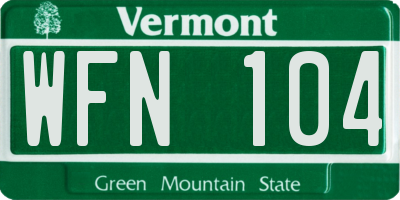 VT license plate WFN104