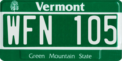 VT license plate WFN105