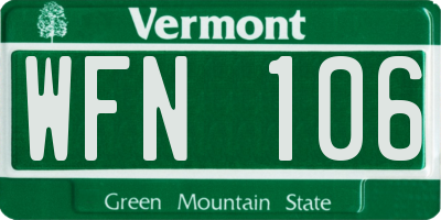 VT license plate WFN106