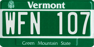 VT license plate WFN107