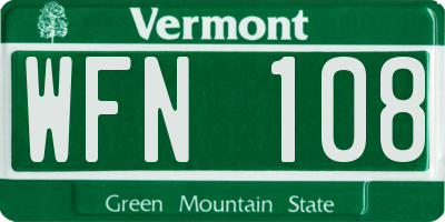 VT license plate WFN108