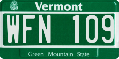 VT license plate WFN109