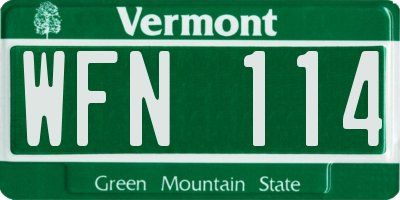 VT license plate WFN114