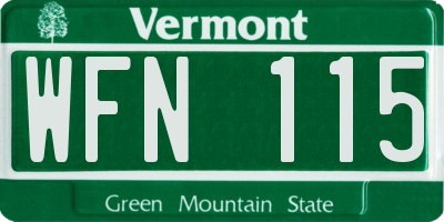 VT license plate WFN115
