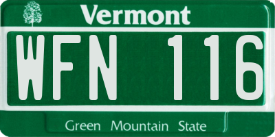 VT license plate WFN116