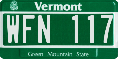 VT license plate WFN117