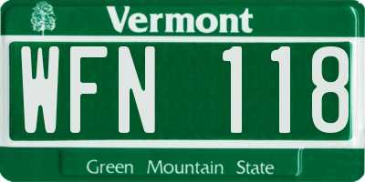 VT license plate WFN118