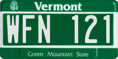 VT license plate WFN121
