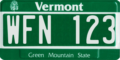 VT license plate WFN123