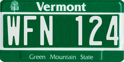 VT license plate WFN124