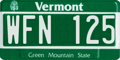 VT license plate WFN125
