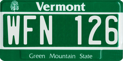 VT license plate WFN126