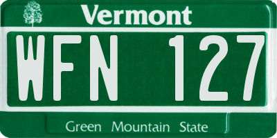 VT license plate WFN127