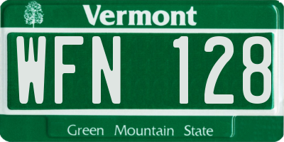 VT license plate WFN128