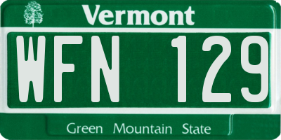 VT license plate WFN129