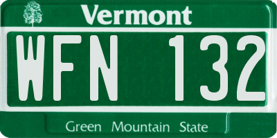 VT license plate WFN132
