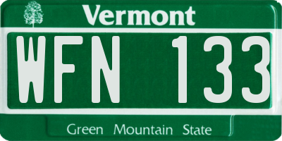 VT license plate WFN133