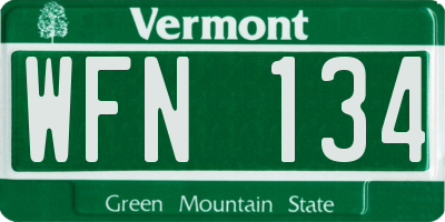 VT license plate WFN134