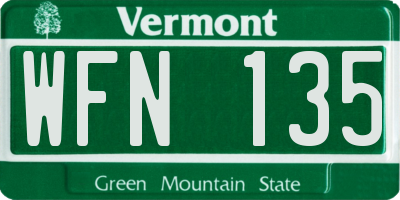 VT license plate WFN135