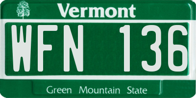 VT license plate WFN136