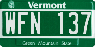 VT license plate WFN137