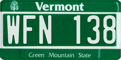VT license plate WFN138