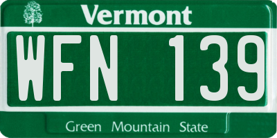 VT license plate WFN139
