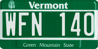VT license plate WFN140