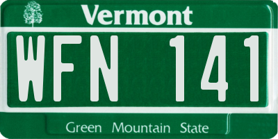 VT license plate WFN141