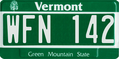 VT license plate WFN142