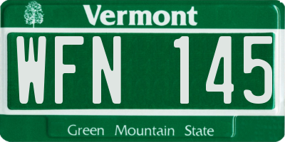 VT license plate WFN145