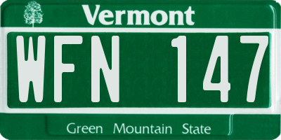 VT license plate WFN147