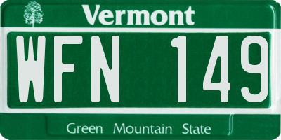 VT license plate WFN149