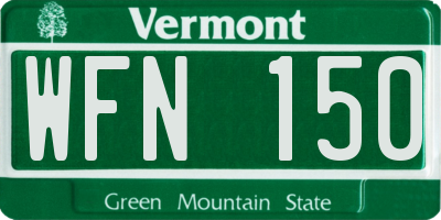 VT license plate WFN150