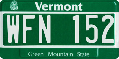 VT license plate WFN152