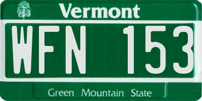VT license plate WFN153