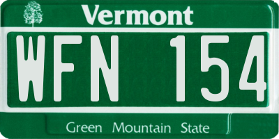 VT license plate WFN154