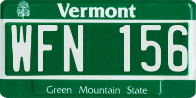 VT license plate WFN156