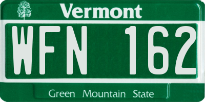 VT license plate WFN162