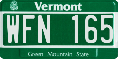 VT license plate WFN165