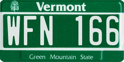 VT license plate WFN166