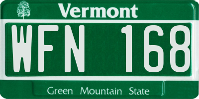 VT license plate WFN168